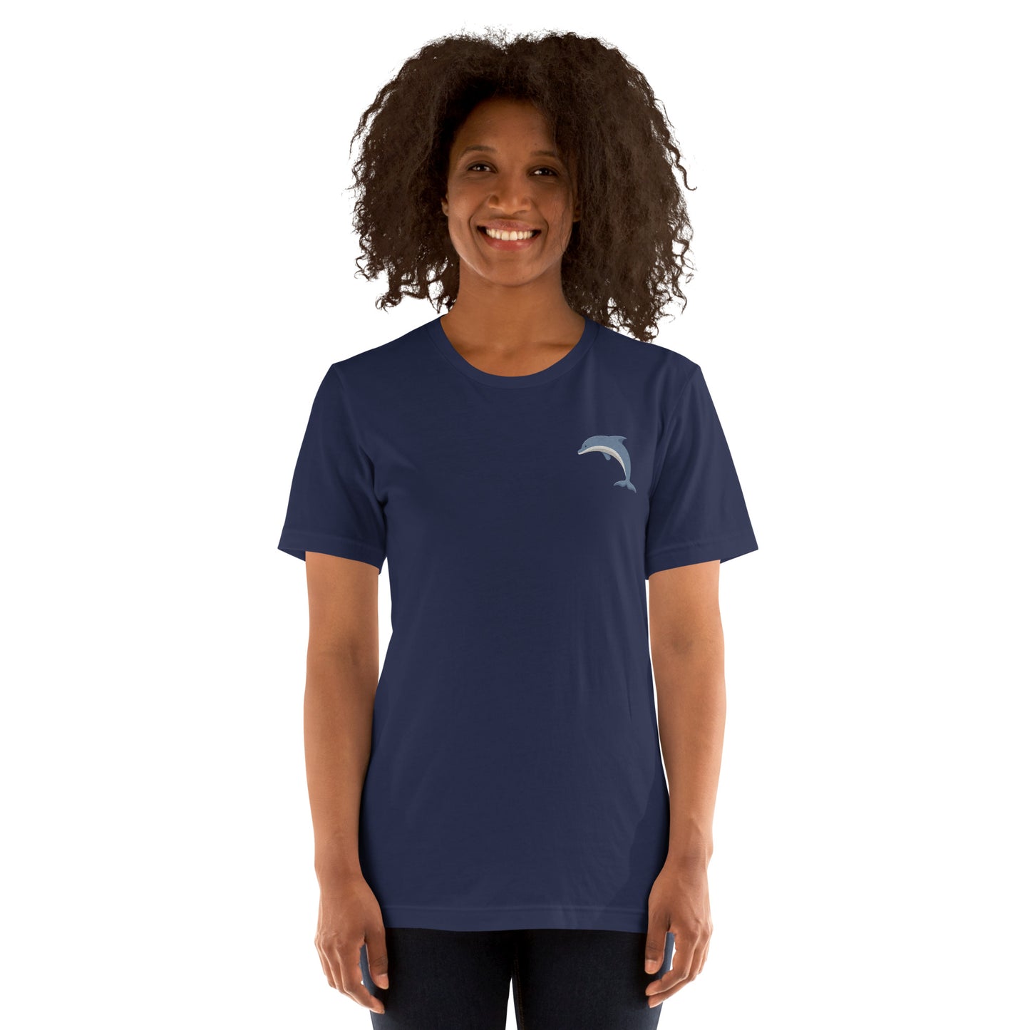 Dolphin Cotton T-Shirt - Embroidered - Wildlife Soul Dolphin Cotton T-Shirt - Embroidered