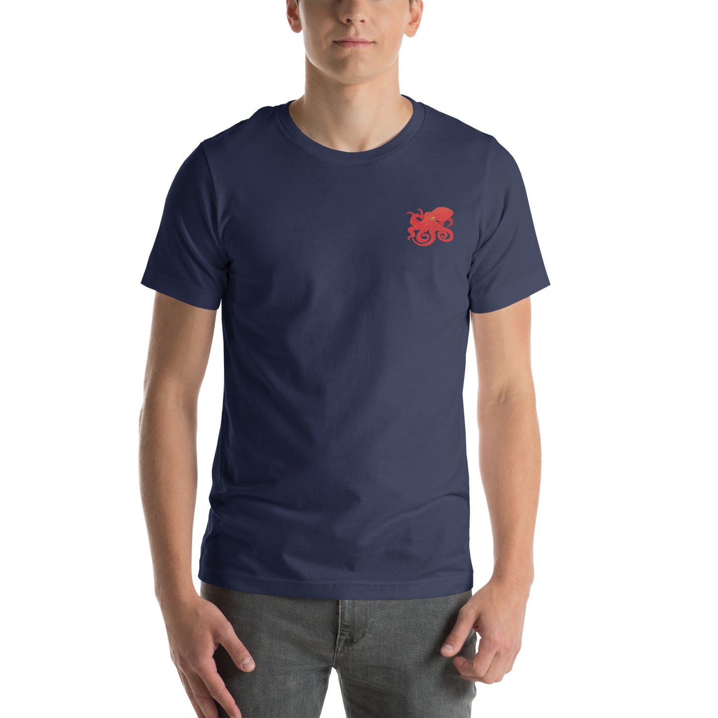 Octopus Cotton T-Shirt - Embroidered - Wildlife Soul Octopus Cotton T-Shirt - Embroidered