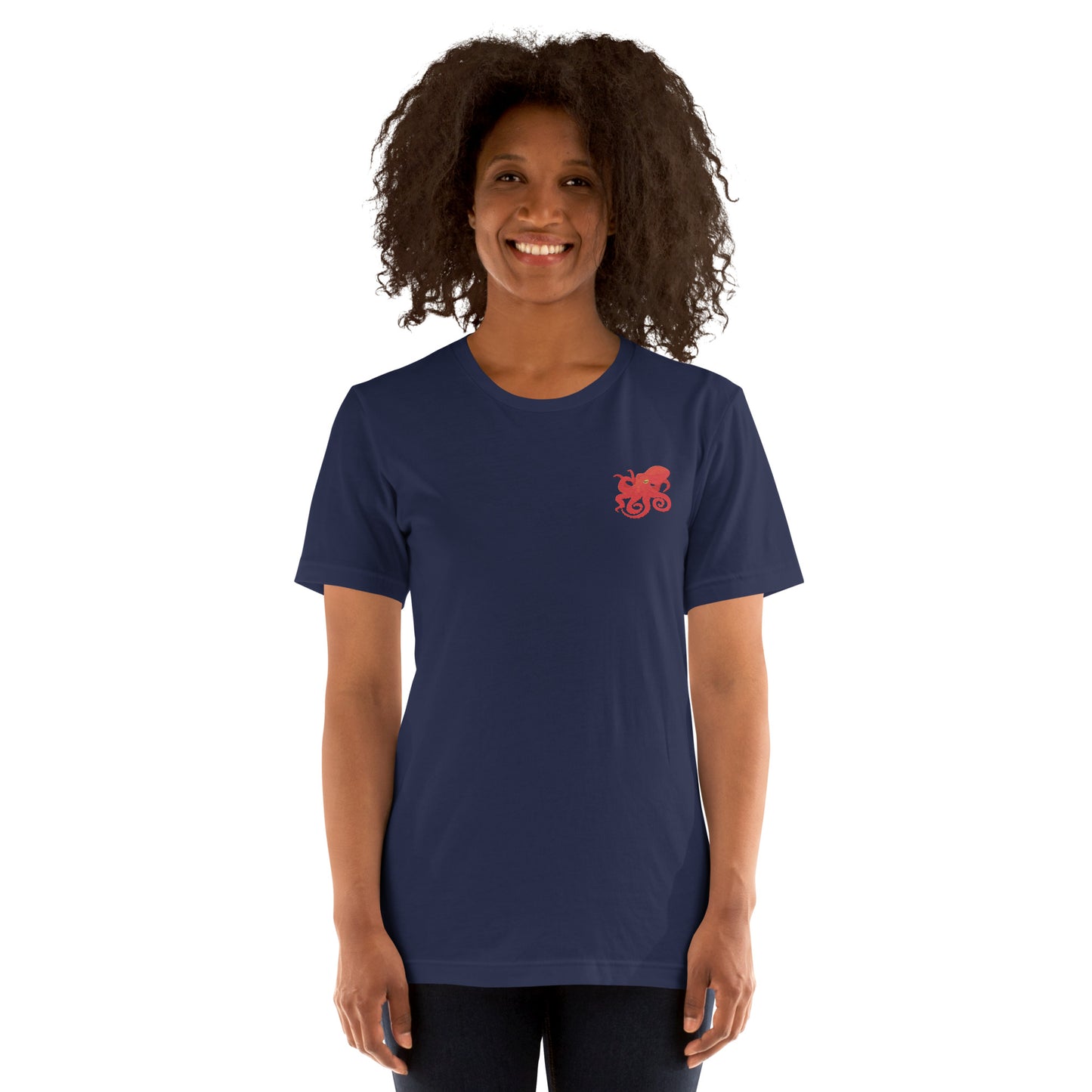 Octopus Cotton T-Shirt - Embroidered - Wildlife Soul Octopus Cotton T-Shirt - Embroidered
