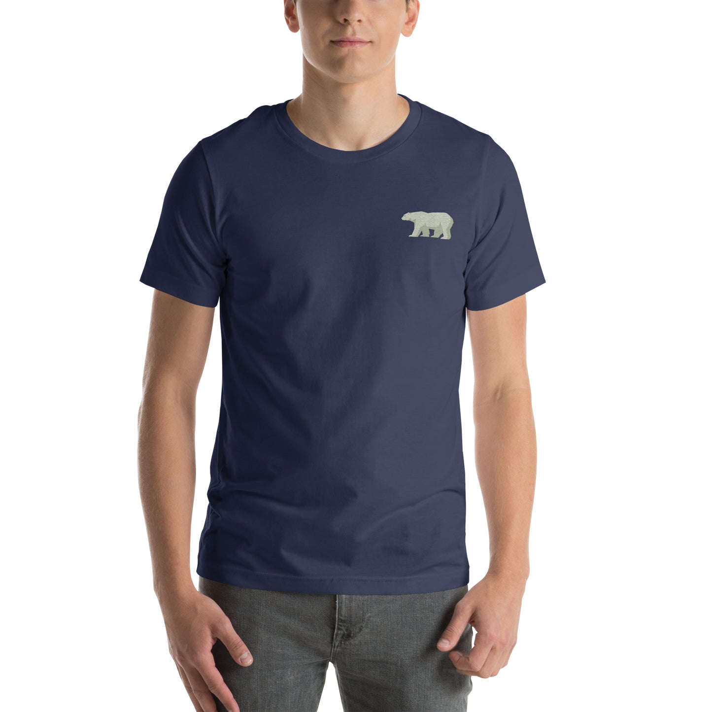 White Bear Cotton T-Shirt - Embroidered - Wildlife Soul White Bear Cotton T-Shirt - Embroidered