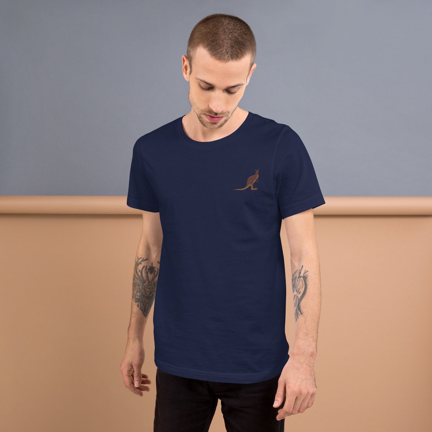 Kangaroo Cotton T-Shirt - Embroidered - Wildlife Soul Kangaroo Cotton T-Shirt - Embroidered