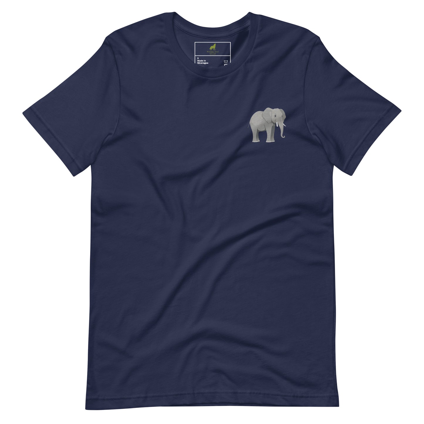 Elephant Cotton T-Shirt - Embroidered - Wildlife Soul Elephant Cotton T-Shirt - Embroidered