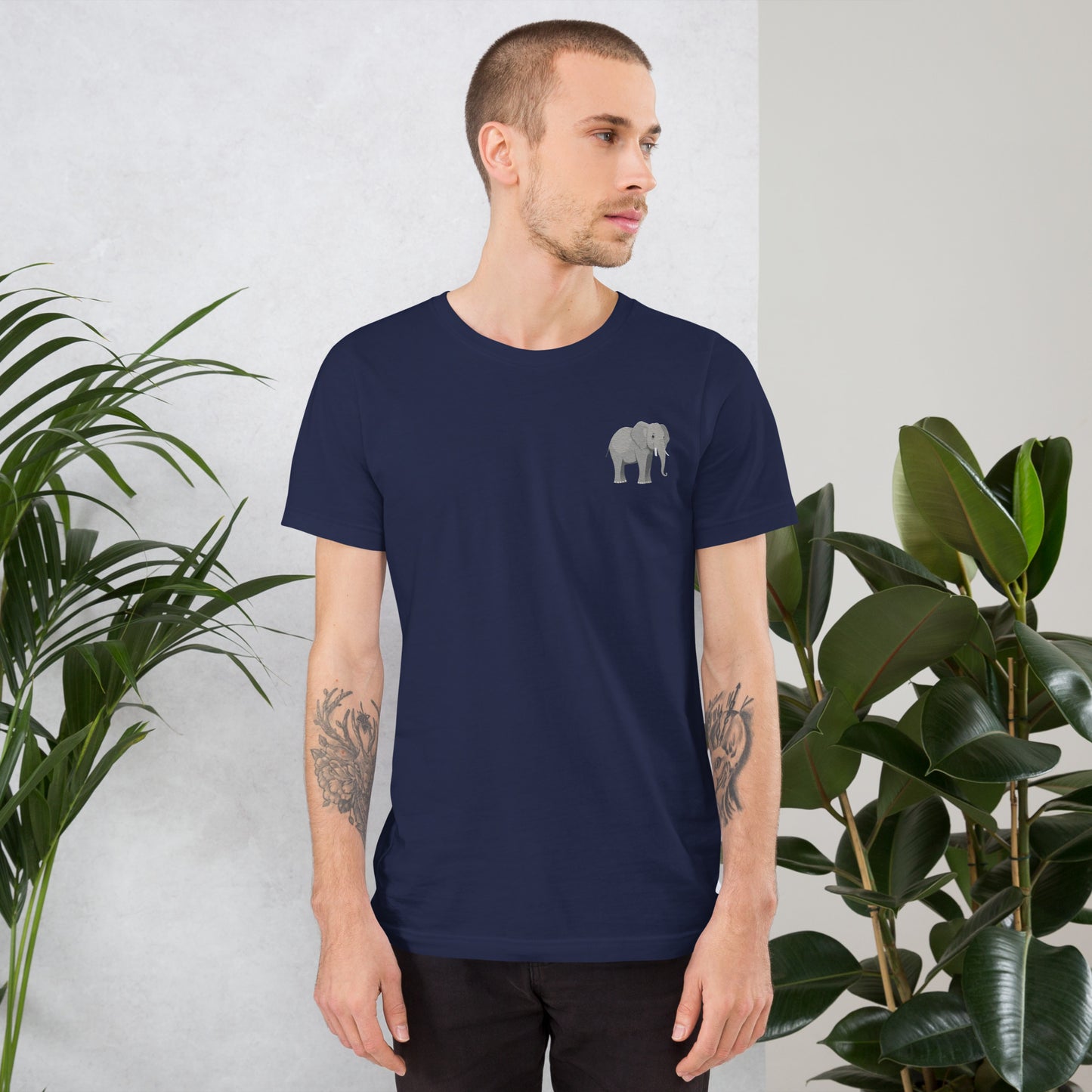 Elephant Cotton T-Shirt - Embroidered - Wildlife Soul Elephant Cotton T-Shirt - Embroidered