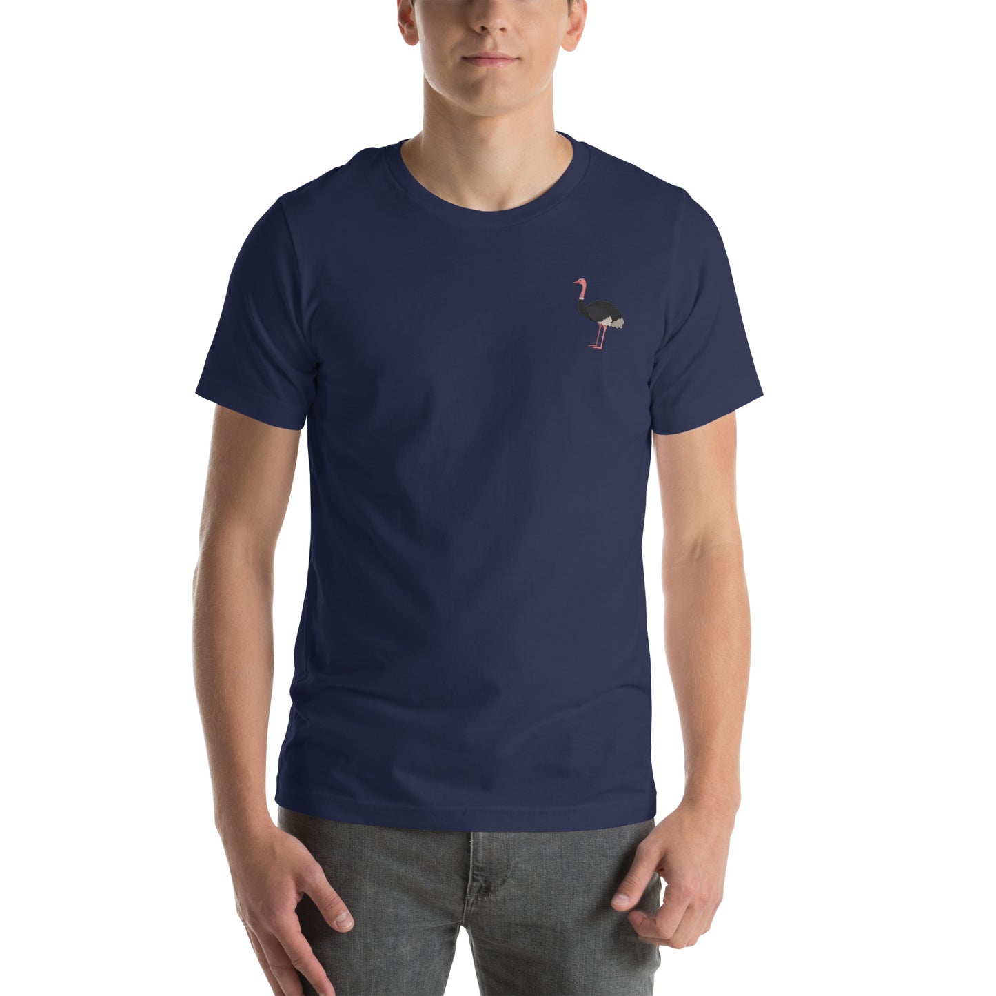 Ostrich Cotton T-Shirt - Embroidered - Wildlife Soul Ostrich Cotton T-Shirt - Embroidered