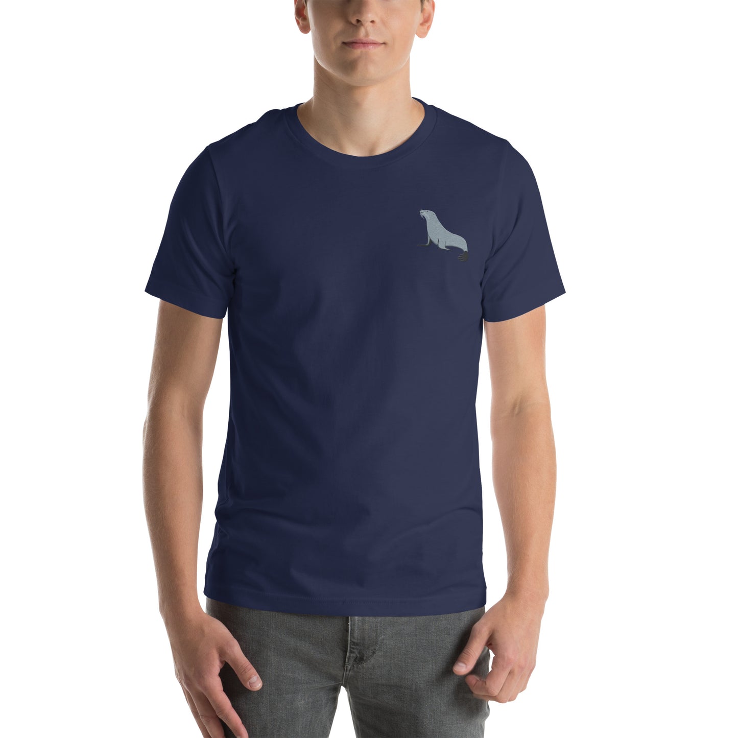 Seal Cotton T-Shirt - Embroidered - Wildlife Soul Seal Cotton T-Shirt - Embroidered