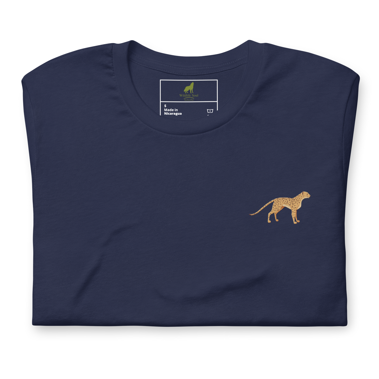 Cheetah Cotton T-Shirt - Embroidered - Wildlife Soul Cheetah Cotton T-Shirt - Embroidered