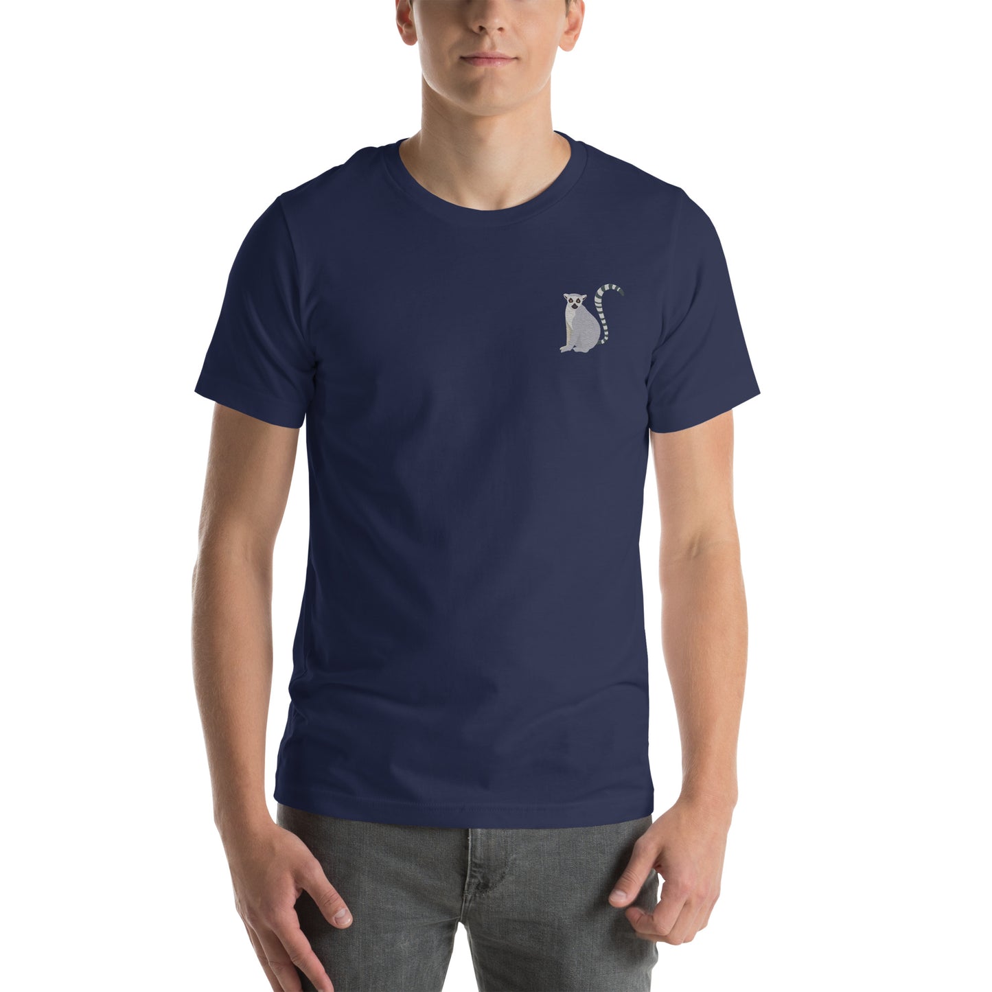 Lemur Cotton T-Shirt - Embroidered - Wildlife Soul Lemur Cotton T-Shirt - Embroidered