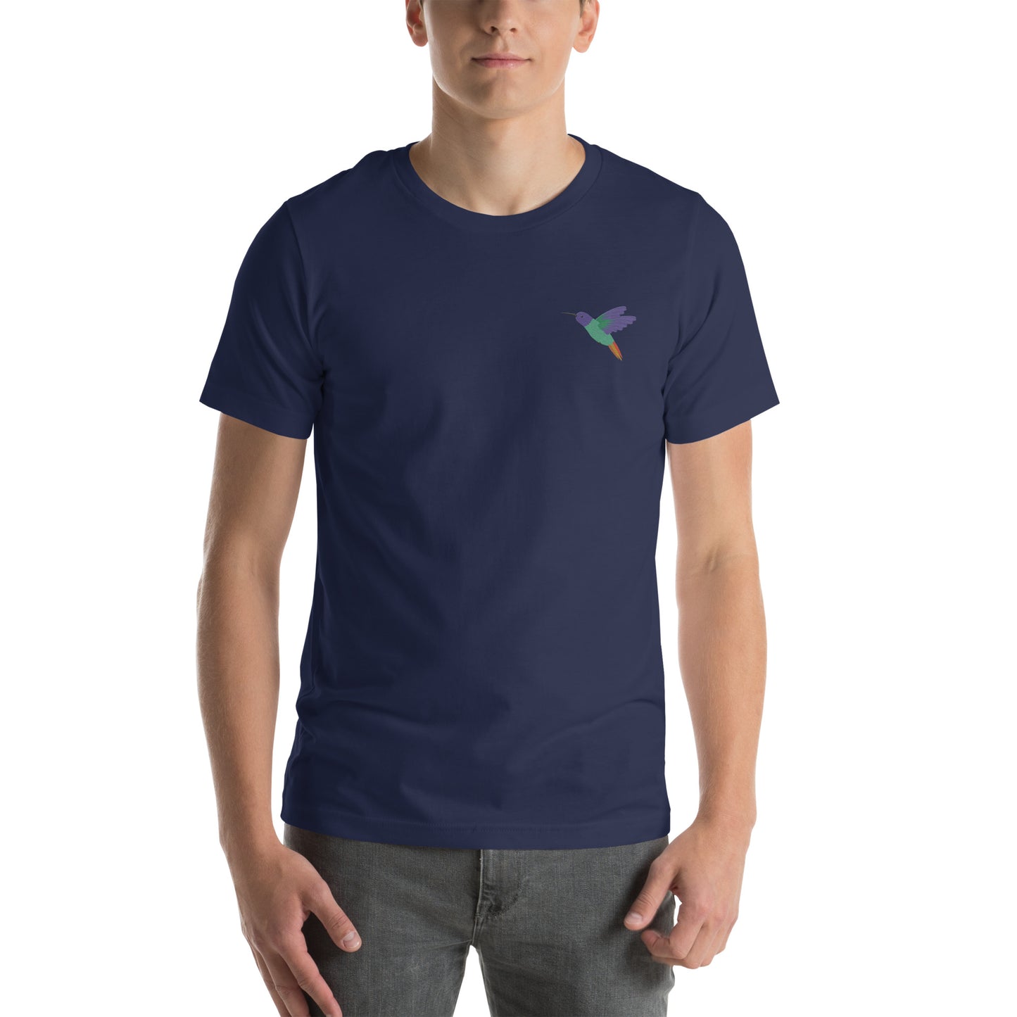 Hummingbird Cotton T-Shirt - Embroidered - Wildlife Soul Hummingbird Cotton T-Shirt - Embroidered