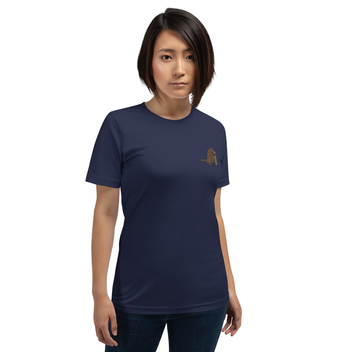 Beaver Cotton T-Shirt - Embroidered - Wildlife Soul Beaver Cotton T-Shirt - Embroidered