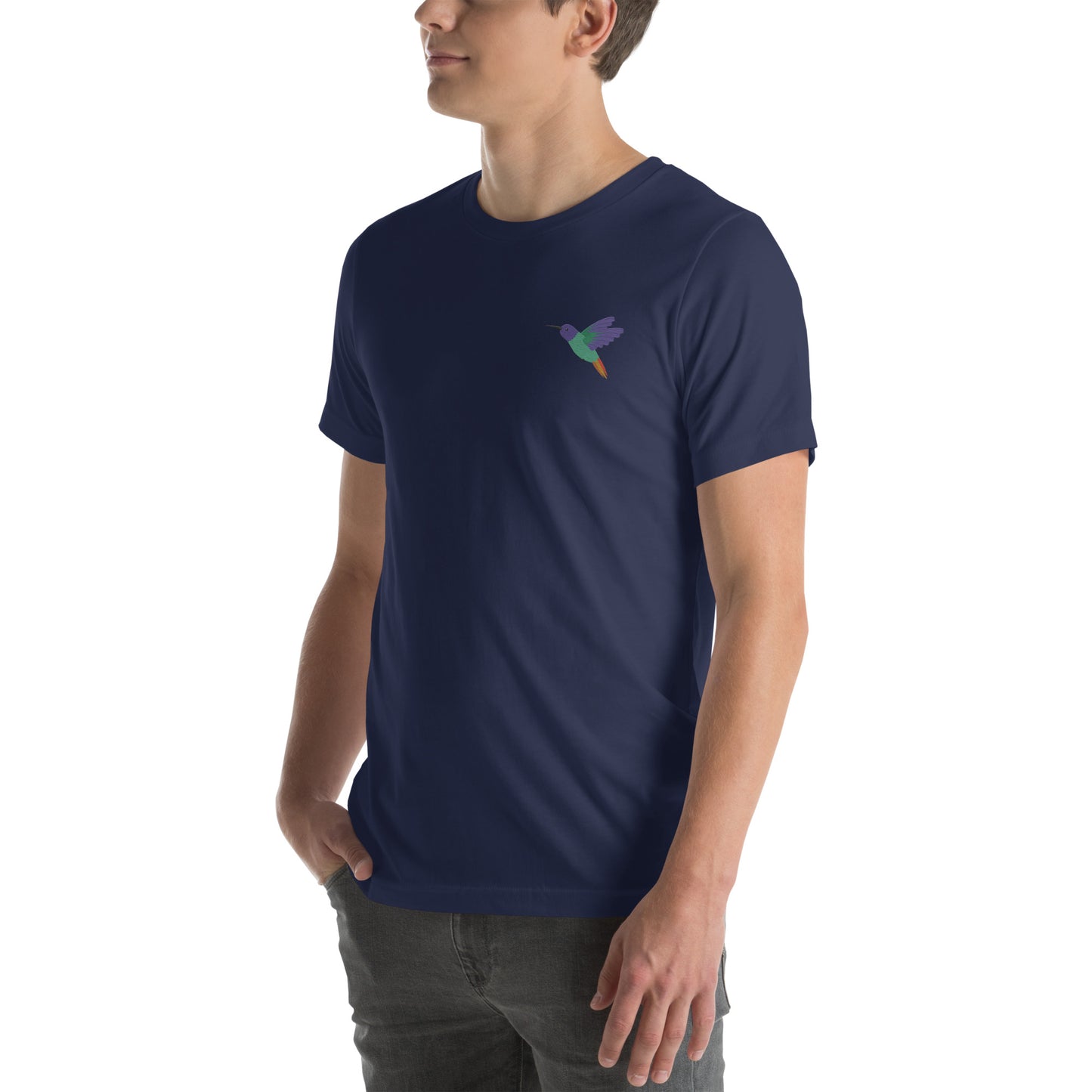 Hummingbird Cotton T-Shirt - Embroidered - Wildlife Soul Hummingbird Cotton T-Shirt - Embroidered
