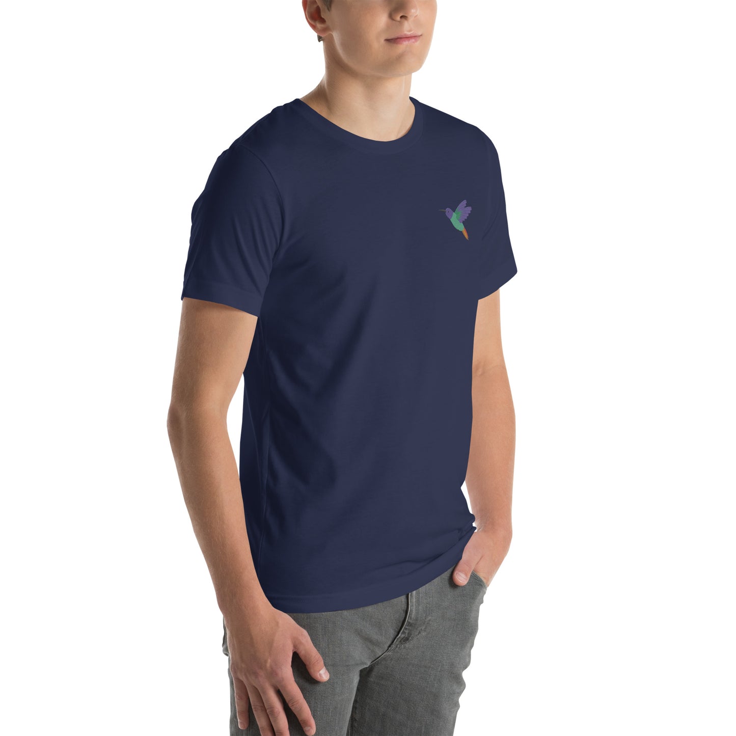 Hummingbird Cotton T-Shirt - Embroidered - Wildlife Soul Hummingbird Cotton T-Shirt - Embroidered