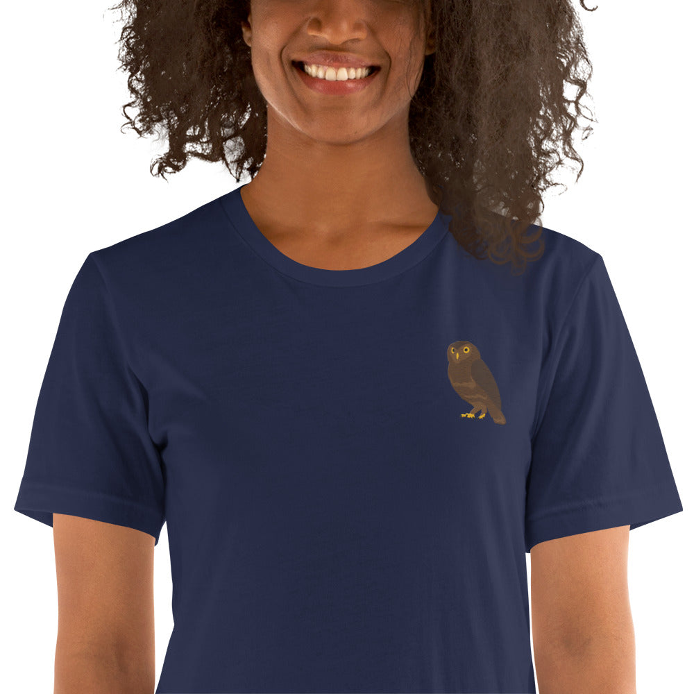 Owl Cotton T-Shirt - Embroidered - Wildlife Soul Owl Cotton T-Shirt - Embroidered