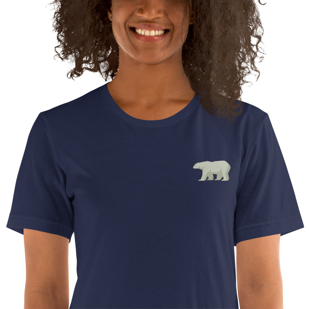 White Bear Cotton T-Shirt - Embroidered - Wildlife Soul White Bear Cotton T-Shirt - Embroidered