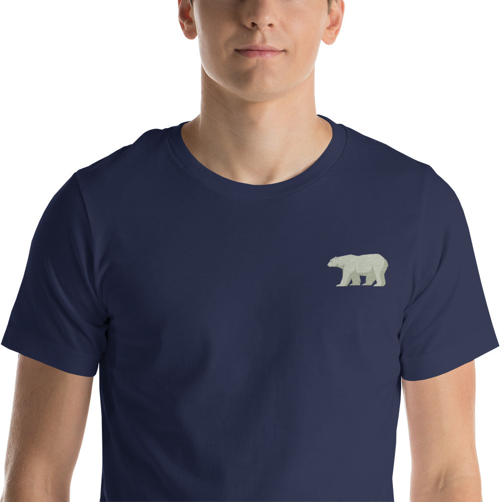 White Bear Cotton T-Shirt - Embroidered - Wildlife Soul White Bear Cotton T-Shirt - Embroidered