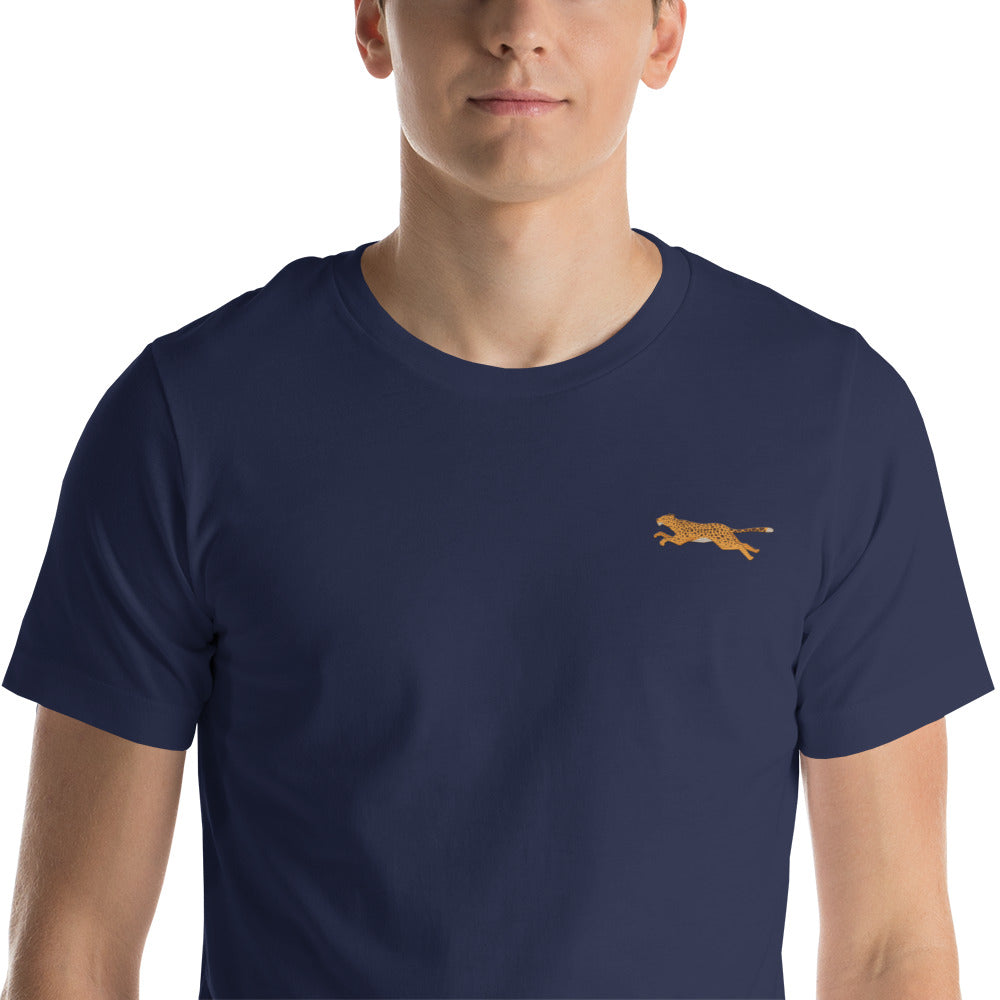 Leopard Cotton T-Shirt - Embroidered - Wildlife Soul Leopard Cotton T-Shirt - Embroidered