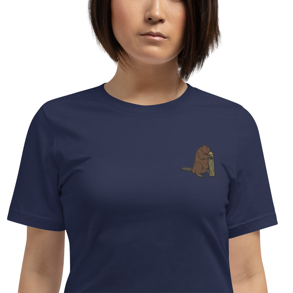 Beaver Cotton T-Shirt - Embroidered - Wildlife Soul Beaver Cotton T-Shirt - Embroidered