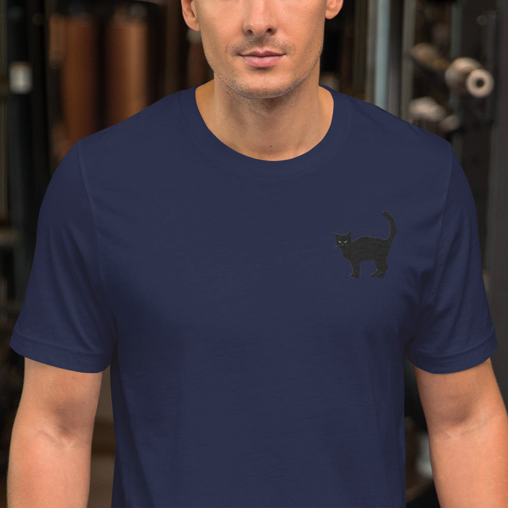 Black Cat T-Shirt - Embroidered - Wildlife Soul Black Cat T-Shirt - Embroidered