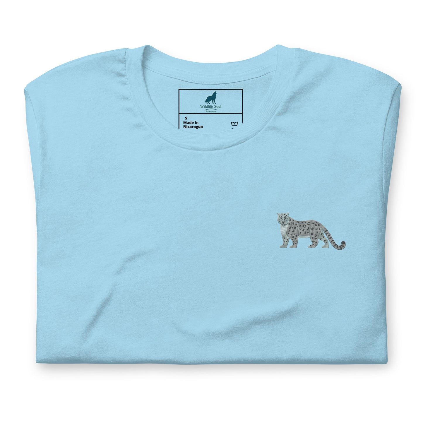 Snow leopard Cotton T-Shirt - Embroidered - Wildlife Soul Snow leopard Cotton T-Shirt - Embroidered