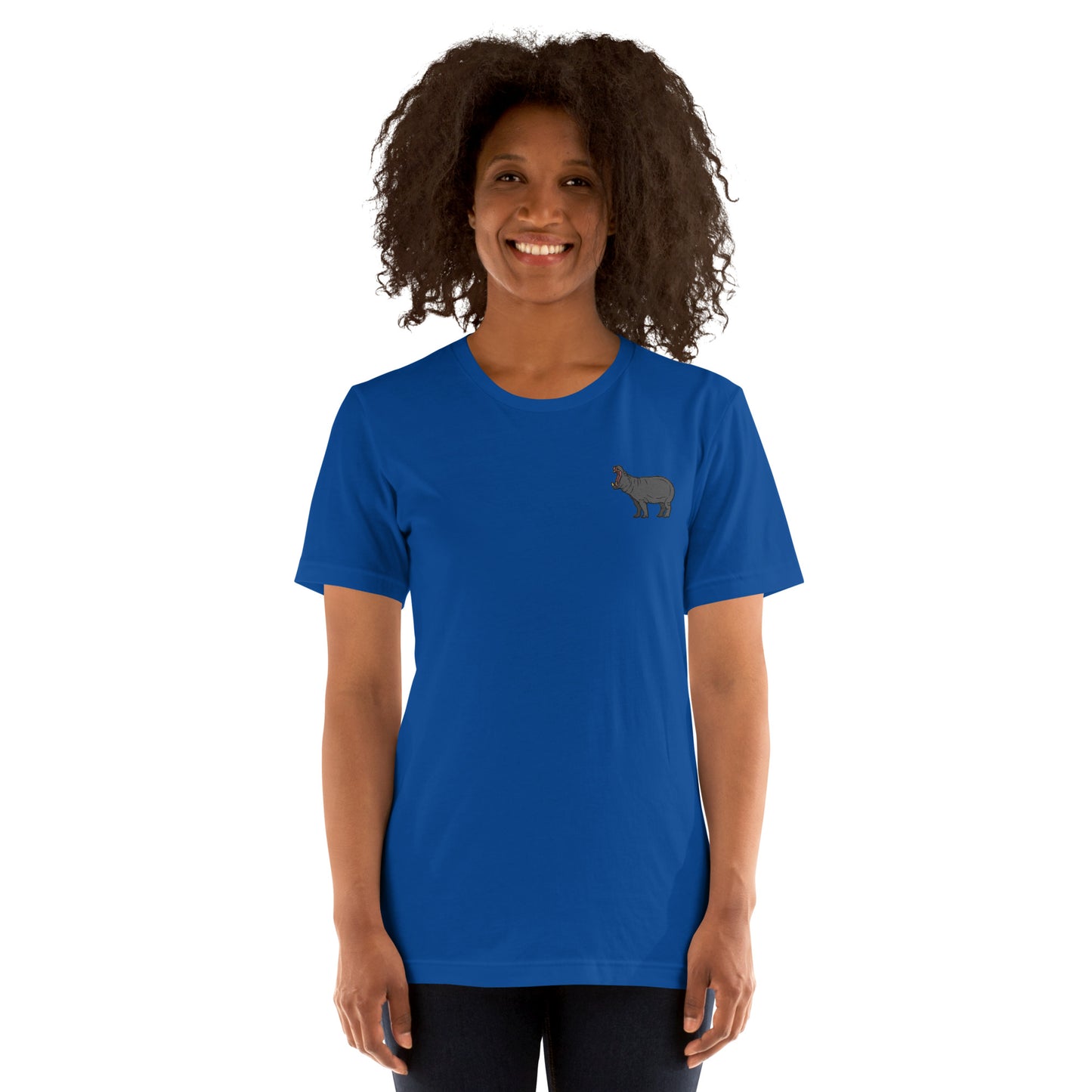 Hippopotamus Cotton T-Shirt - Embroidered - Wildlife Soul Hippopotamus Cotton T-Shirt - Embroidered