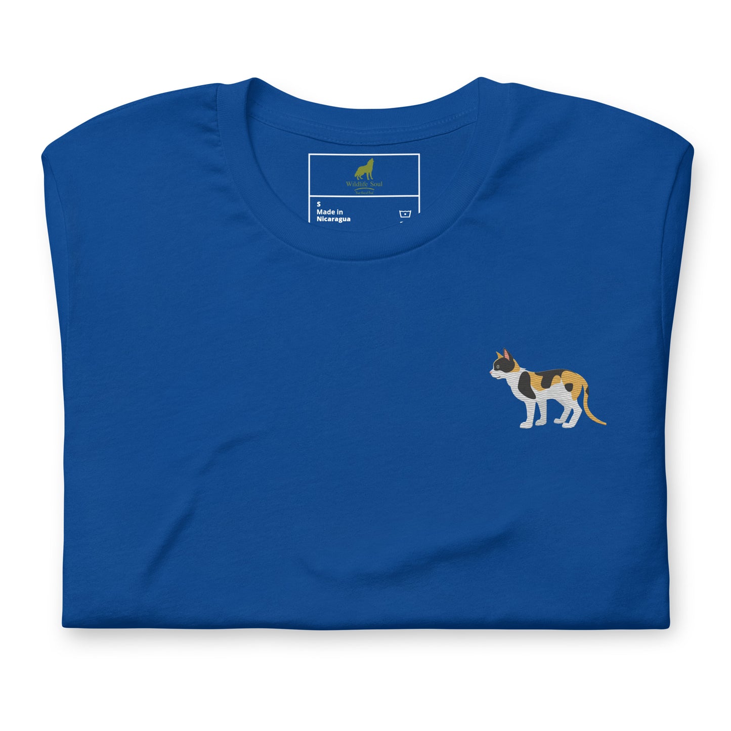 Cat Cotton T-shirt - Embroidered - Wildlife Soul Cat Cotton T-shirt - Embroidered