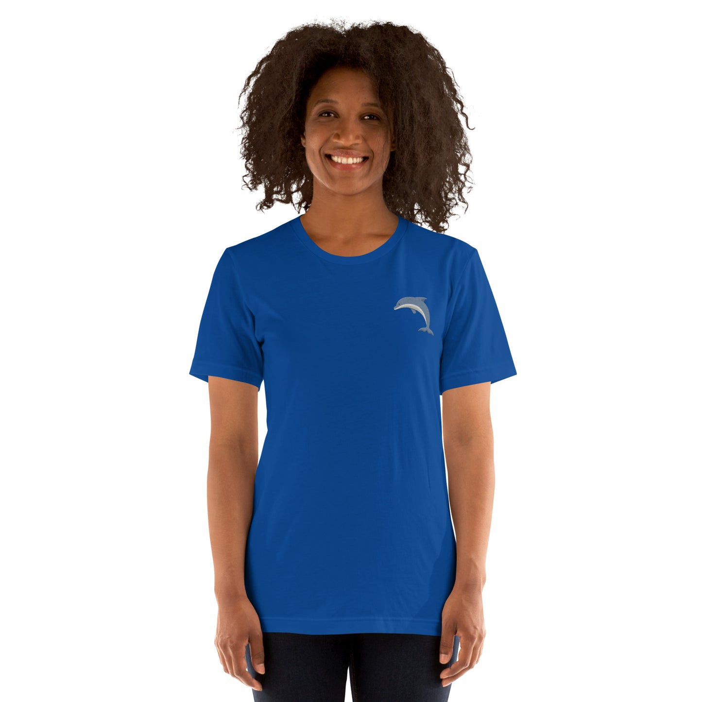 Dolphin Cotton T-Shirt - Embroidered - Wildlife Soul Dolphin Cotton T-Shirt - Embroidered