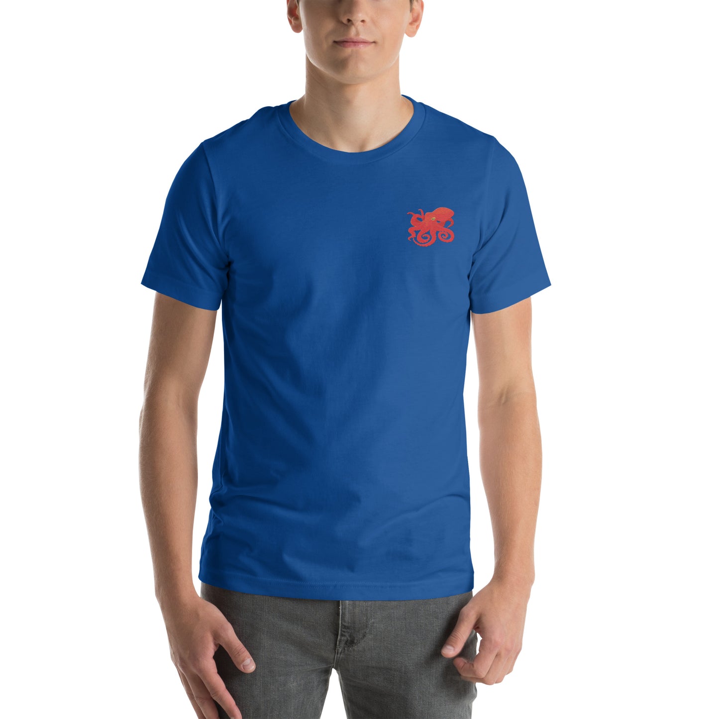 Octopus Cotton T-Shirt - Embroidered - Wildlife Soul Octopus Cotton T-Shirt - Embroidered