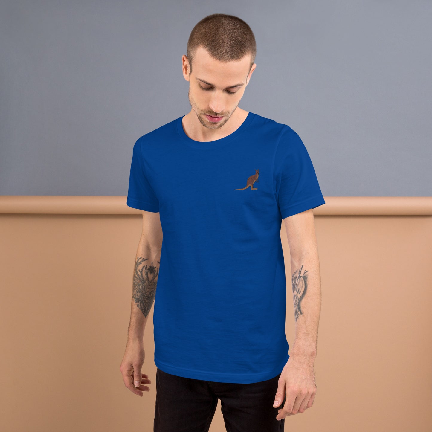 Kangaroo Cotton T-Shirt - Embroidered - Wildlife Soul Kangaroo Cotton T-Shirt - Embroidered