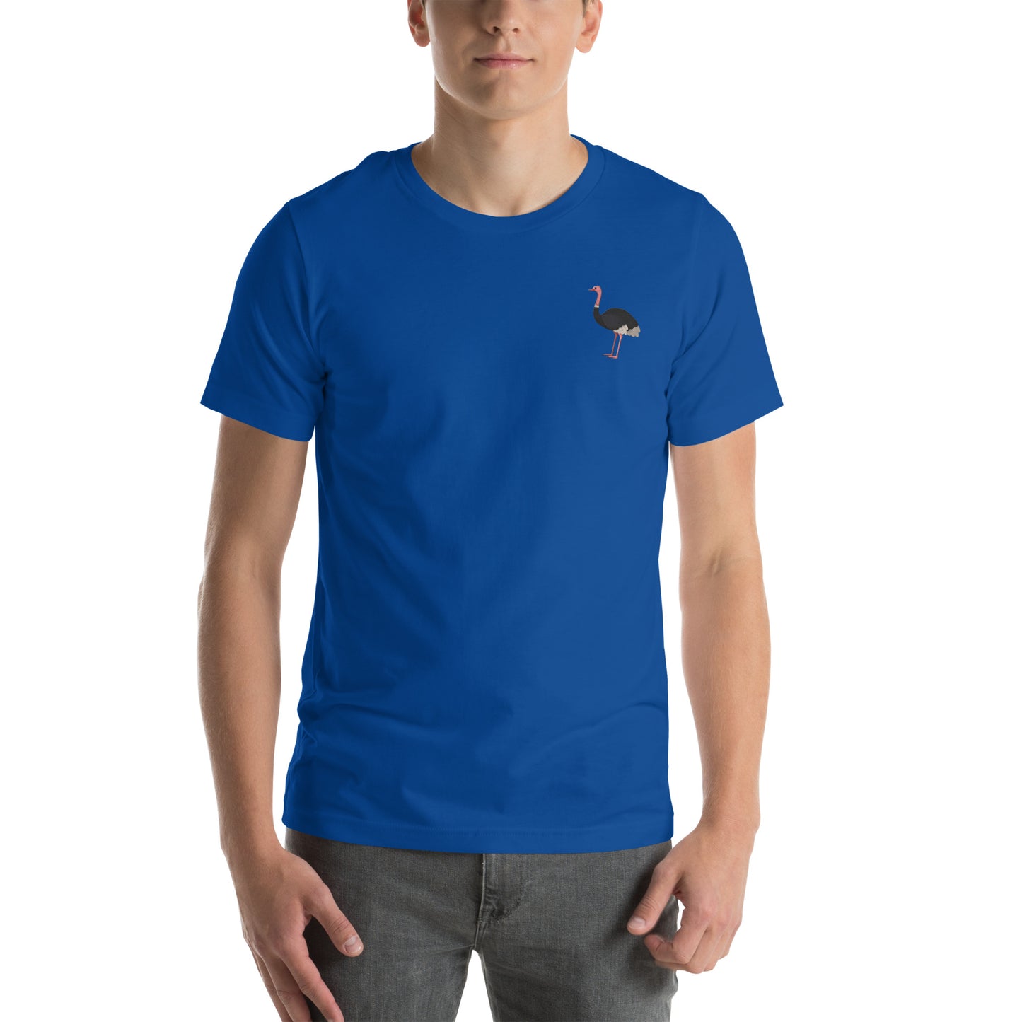 Ostrich Cotton T-Shirt - Embroidered - Wildlife Soul Ostrich Cotton T-Shirt - Embroidered