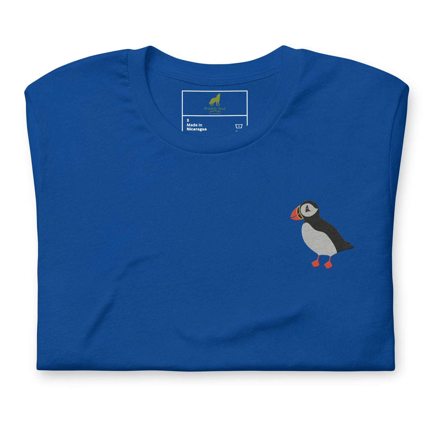 Puffin Cotton T-Shirt - Embroidered - Wildlife Soul Puffin Cotton T-Shirt - Embroidered