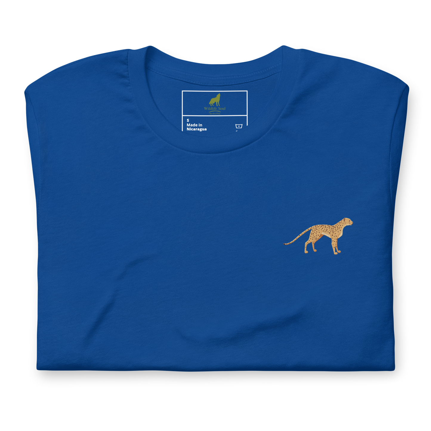 Cheetah Cotton T-Shirt - Embroidered - Wildlife Soul Cheetah Cotton T-Shirt - Embroidered