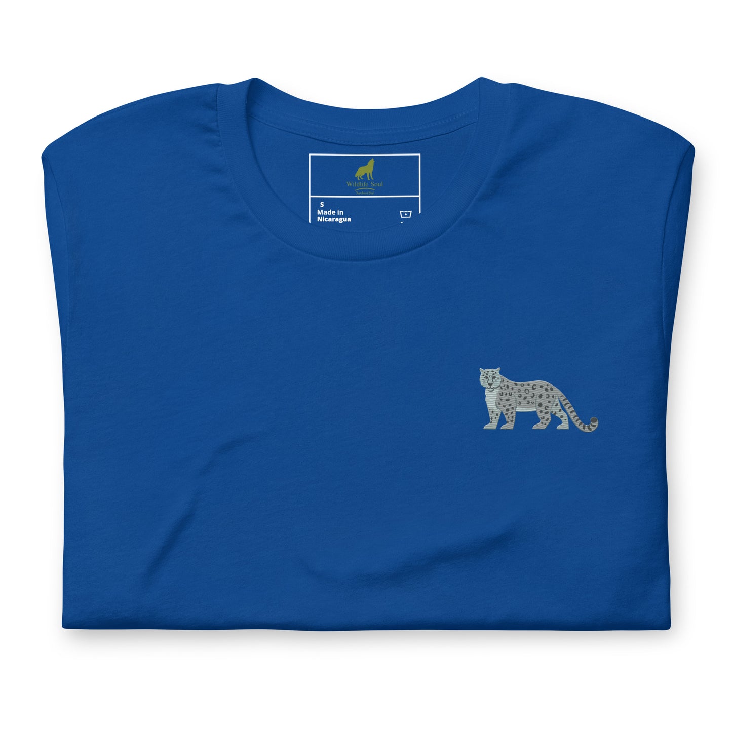 Snow leopard Cotton T-Shirt - Embroidered - Wildlife Soul Snow leopard Cotton T-Shirt - Embroidered