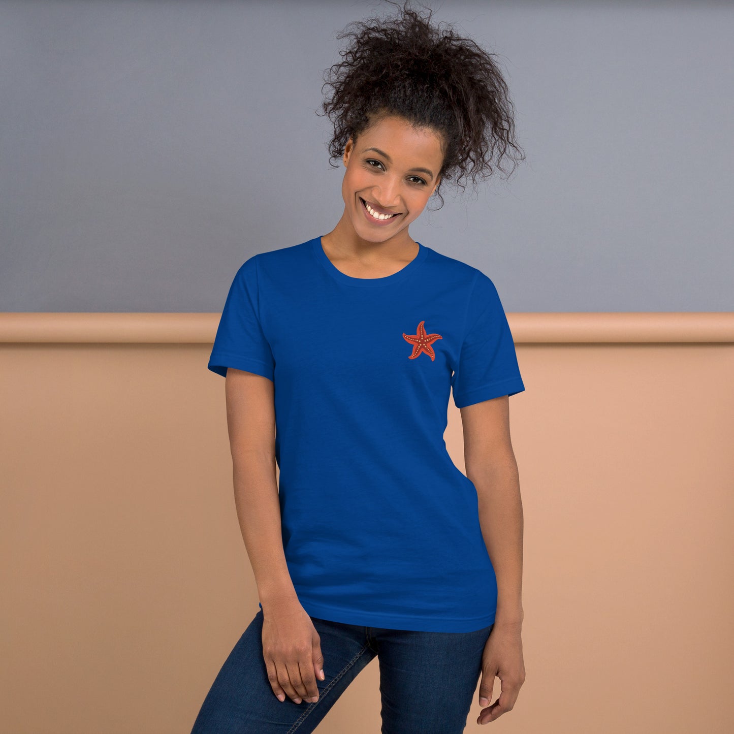 Star fish Cotton T-Shirt - Embroidered - Wildlife Soul Star fish Cotton T-Shirt - Embroidered