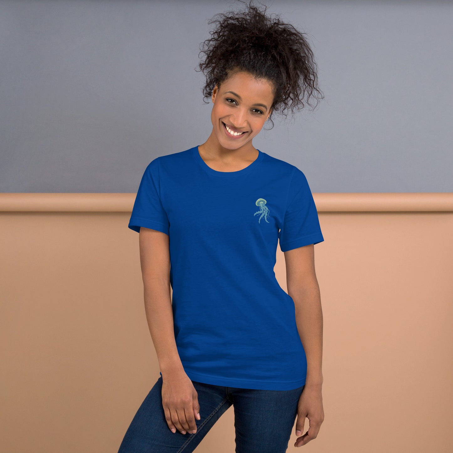 Jellyfish Cotton T-Shirt - Embroidered - Wildlife Soul Jellyfish Cotton T-Shirt - Embroidered