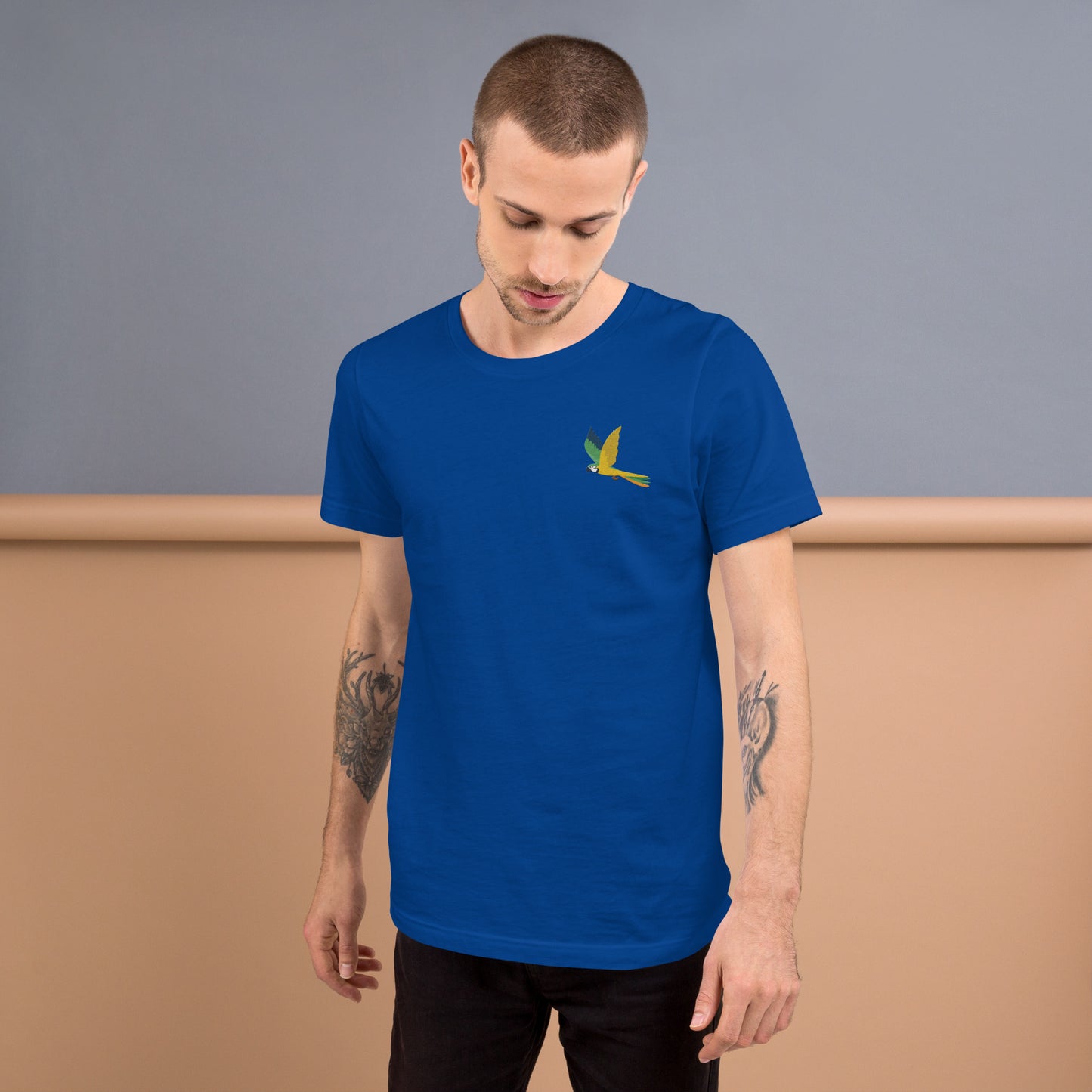 Parrot Cotton T-Shirt - Embroidered - Wildlife Soul Parrot Cotton T-Shirt - Embroidered