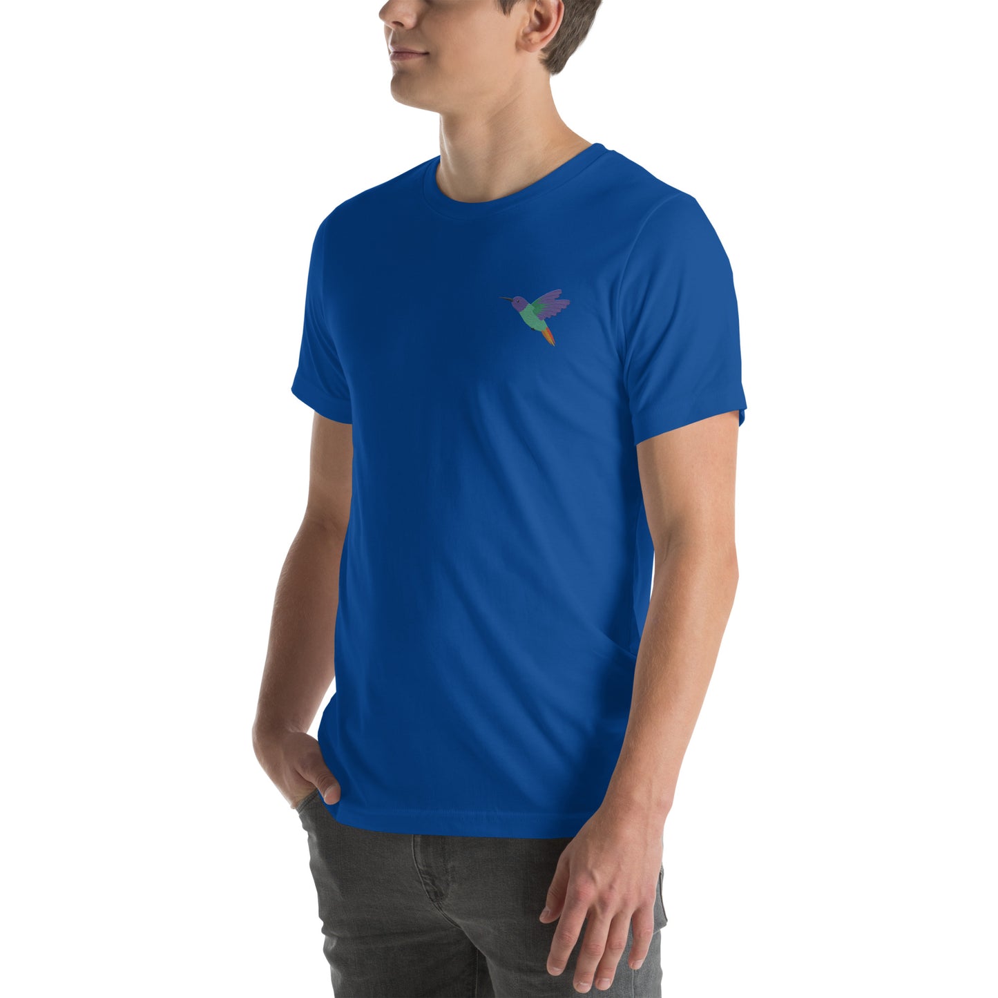 Hummingbird Cotton T-Shirt - Embroidered - Wildlife Soul Hummingbird Cotton T-Shirt - Embroidered