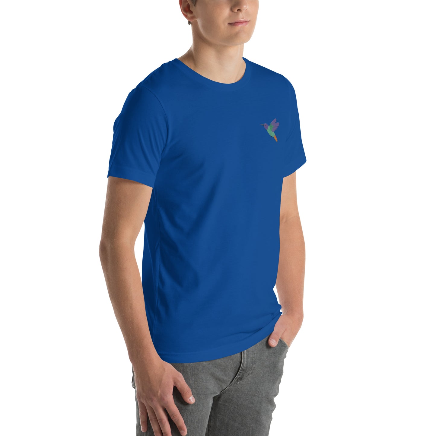 Hummingbird Cotton T-Shirt - Embroidered - Wildlife Soul Hummingbird Cotton T-Shirt - Embroidered