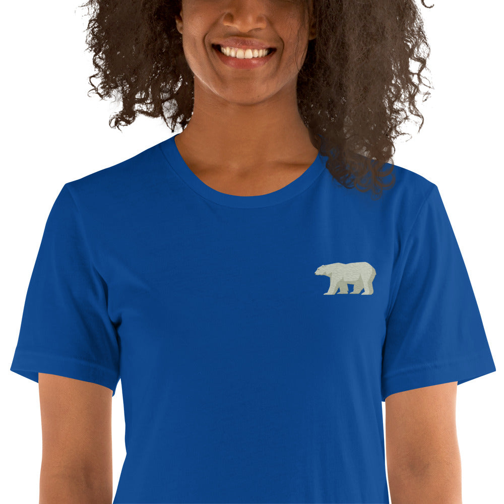 White Bear Cotton T-Shirt - Embroidered - Wildlife Soul White Bear Cotton T-Shirt - Embroidered