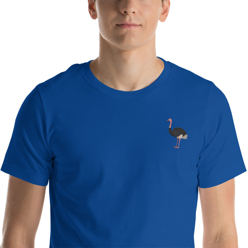 Ostrich Cotton T-Shirt - Embroidered - Wildlife Soul Ostrich Cotton T-Shirt - Embroidered