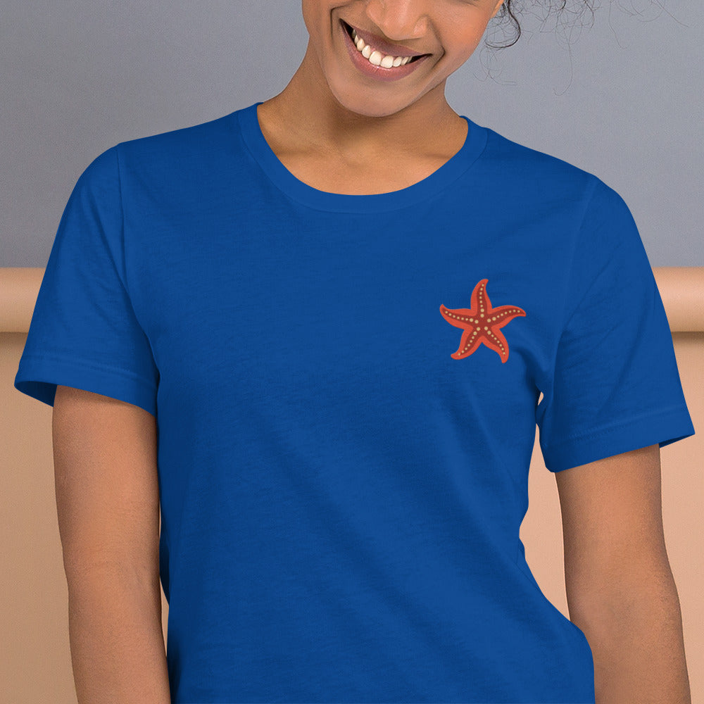 Star fish Cotton T-Shirt - Embroidered - Wildlife Soul Star fish Cotton T-Shirt - Embroidered