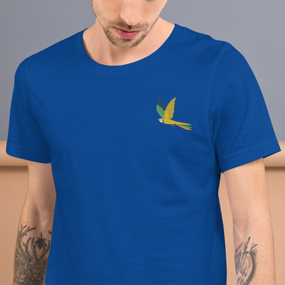 Parrot Cotton T-Shirt - Embroidered - Wildlife Soul Parrot Cotton T-Shirt - Embroidered