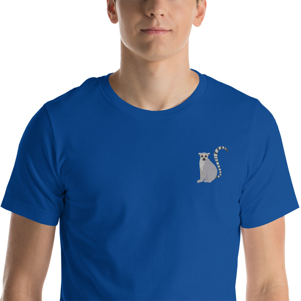 Lemur Cotton T-Shirt - Embroidered - Wildlife Soul Lemur Cotton T-Shirt - Embroidered