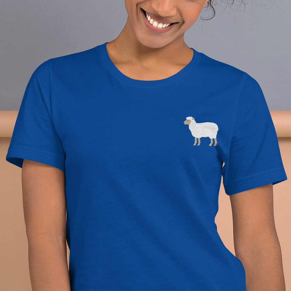 Sheep Cotton T-Shirt - Embroidered - Wildlife Soul Sheep Cotton T-Shirt - Embroidered