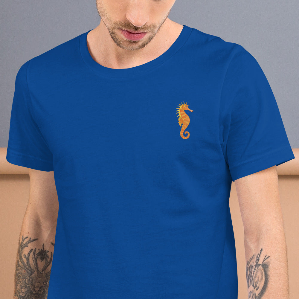 Seahorse Cotton T-Shirt - Embroidered - Wildlife Soul Seahorse Cotton T-Shirt - Embroidered