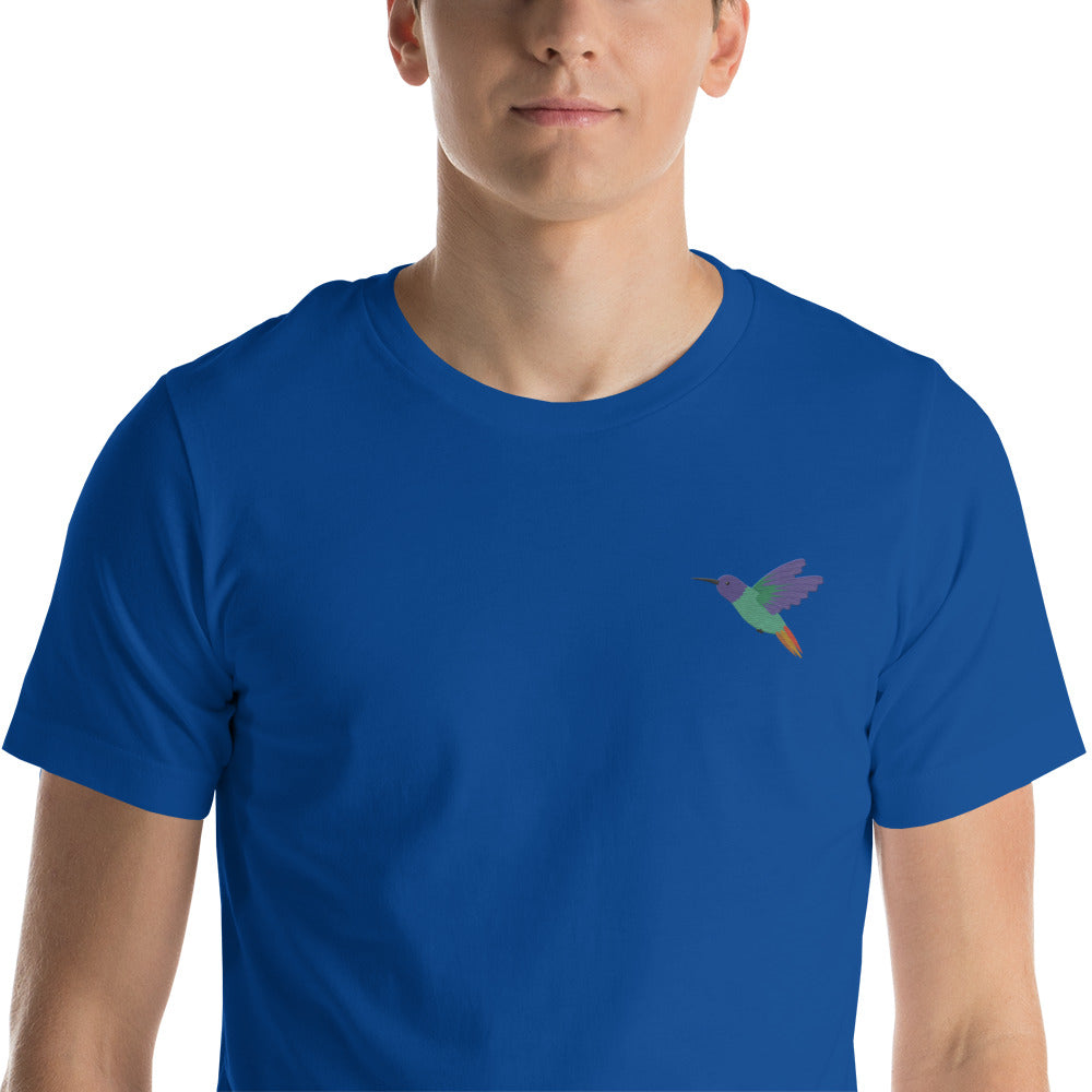 Hummingbird Cotton T-Shirt - Embroidered - Wildlife Soul Hummingbird Cotton T-Shirt - Embroidered