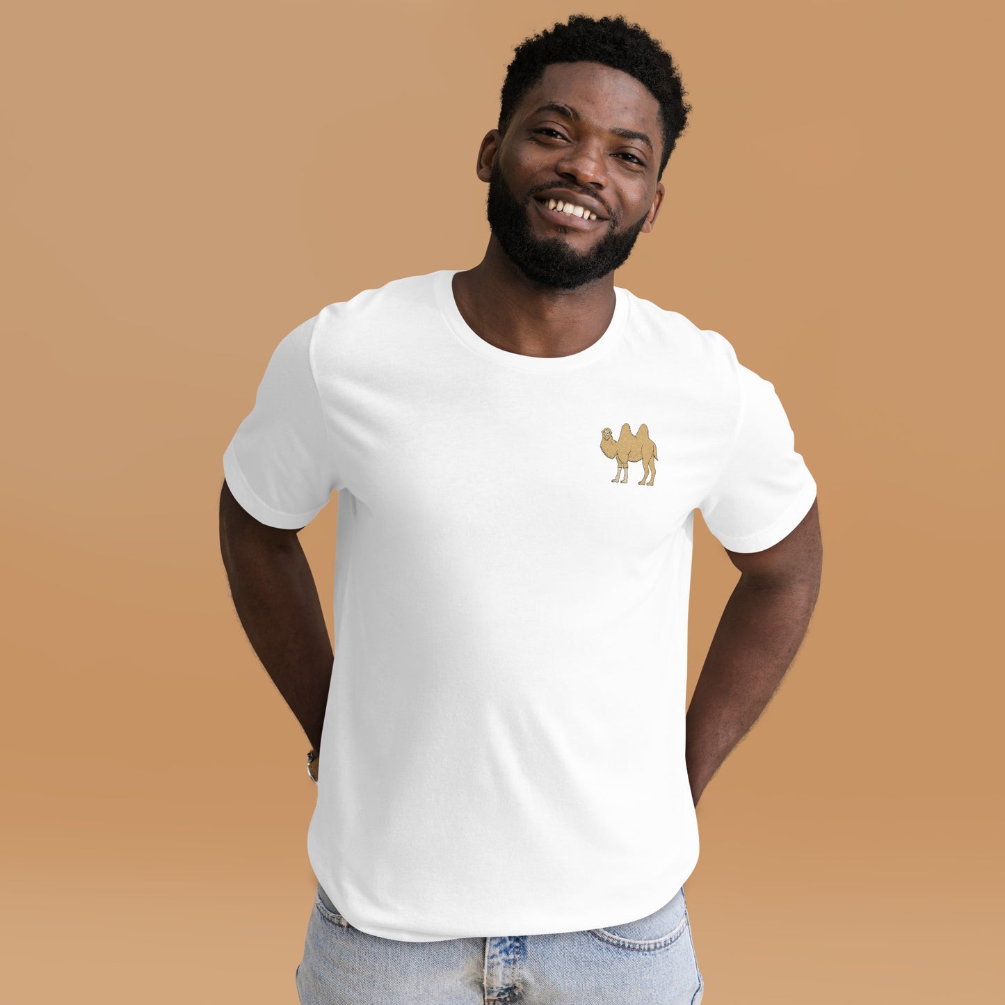 Camel Cotton T-Shirt - Embroidered - Wildlife Soul Camel Cotton T-Shirt - Embroidered