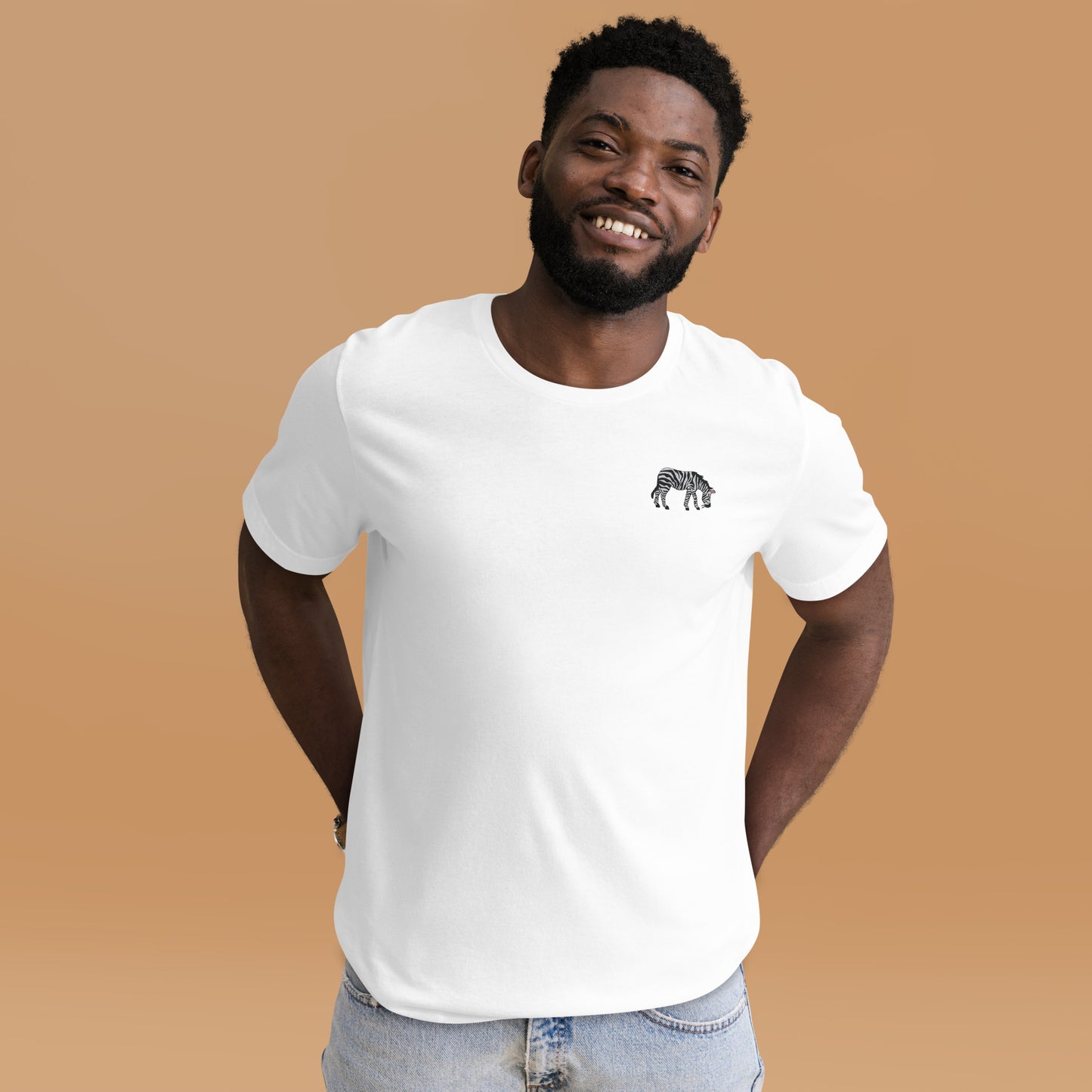 Zebra Cotton T-Shirt - Embroidered - Wildlife Soul Zebra Cotton T-Shirt - Embroidered