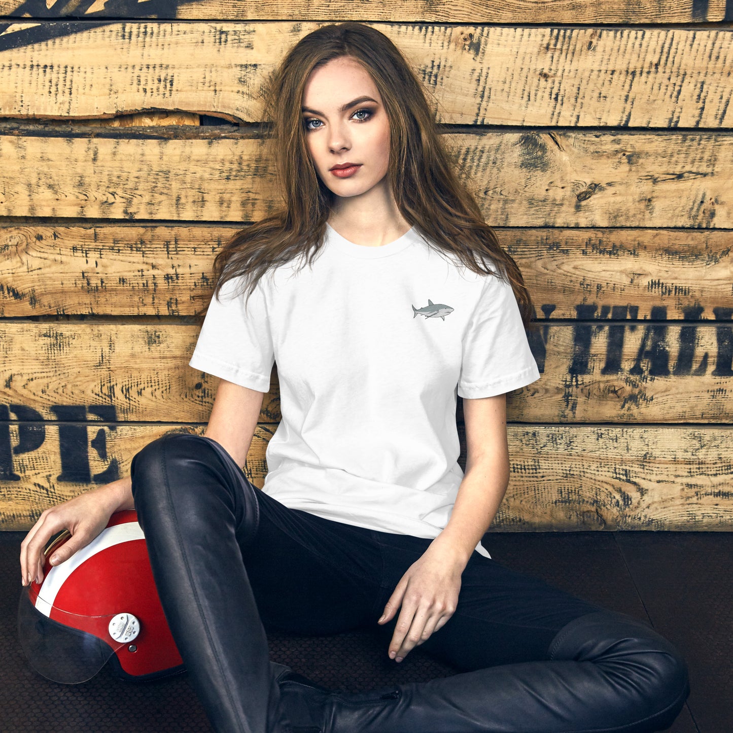 Shark Cotton T-Shirt - Embroidered - Wildlife Soul Shark Cotton T-Shirt - Embroidered