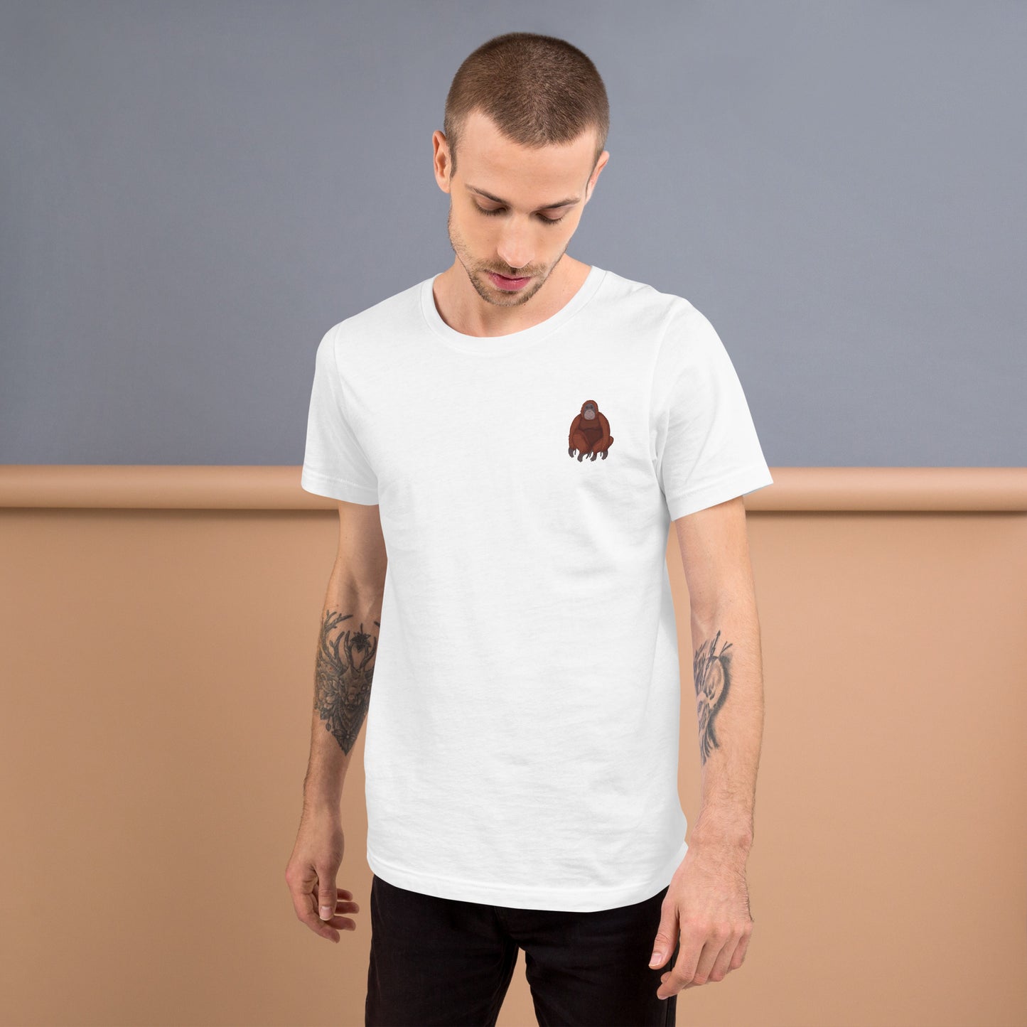 Orangutan Cotton T-Shirt - Embroidered - Wildlife Soul Orangutan Cotton T-Shirt - Embroidered