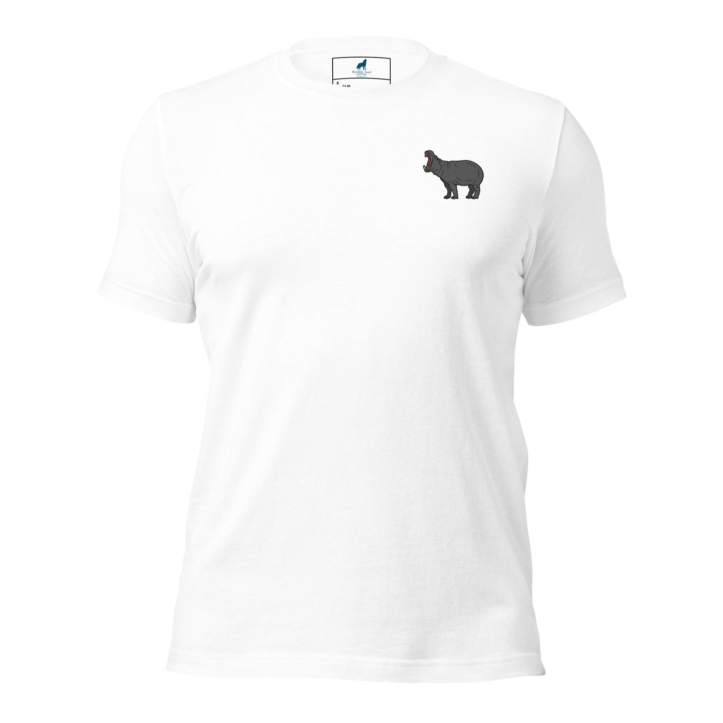 Hippopotamus Cotton T-Shirt - Embroidered - Wildlife Soul Hippopotamus Cotton T-Shirt - Embroidered