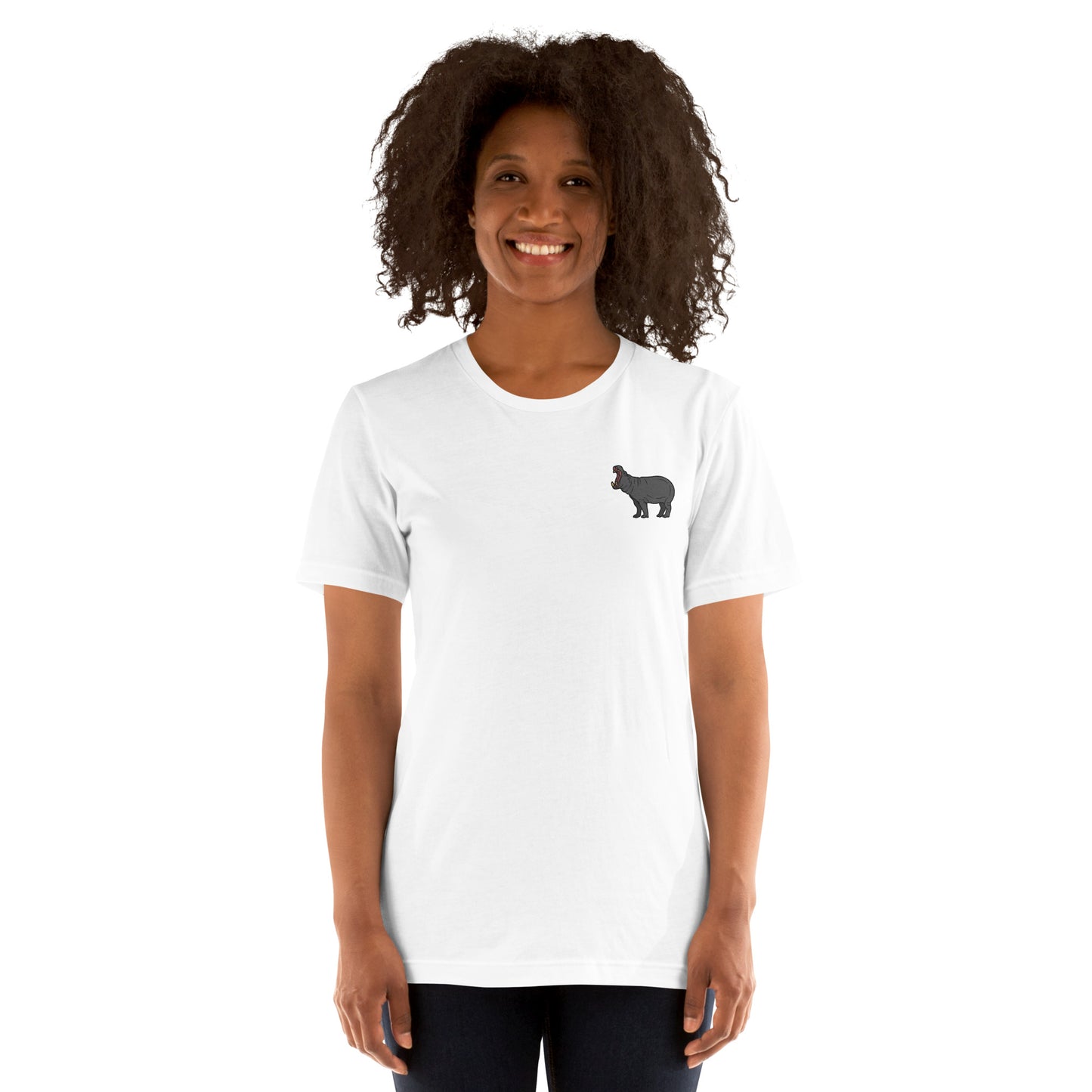 Hippopotamus Cotton T-Shirt - Embroidered - Wildlife Soul Hippopotamus Cotton T-Shirt - Embroidered